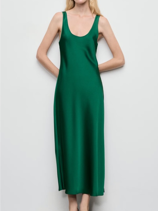 Mango Dresses & Skirts - Mango Emerald Green Sleeveless Slip Dress